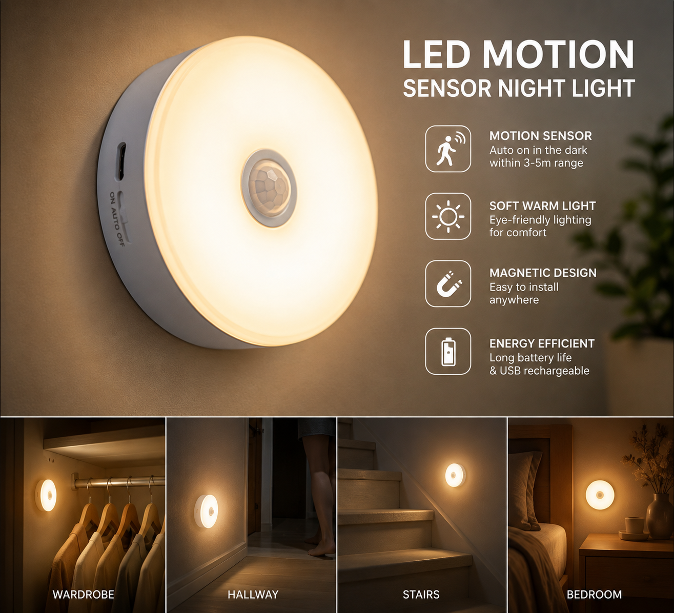LED Motion Sensor Night Light